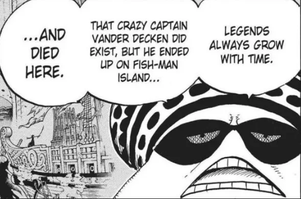 Here, we see that Vander Decken in the past did in fact have knowledge regarding poseidon.
Decken must have learned of this mermaid princess being Poseidon someway. The only confirmed sources are the royal family, and the poneglyph on skypeia. Either Decken knew some other way, or he was on a search for something His search led him to Jaya, where he was able to decipher that poneglyph and then from there head to fishman Island.
Here we also hear him having apparently died on fishman island (which i believe never truly happened). — image 1